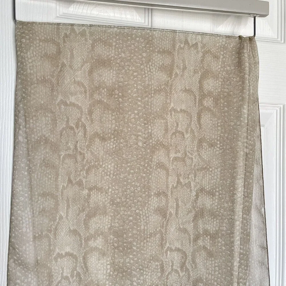 Womens Scarf Beige Animal Print Lace Lightweight